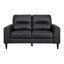 Cuir noir avec coussins en mousse à haute densité, structure en bois massif et en contreplaqué, largeur du produit de 34,5 po, accoudoirs à grain supérieur noir, pieds à finition brune, hauteur du siège de 18 po, style moderne polyvalent