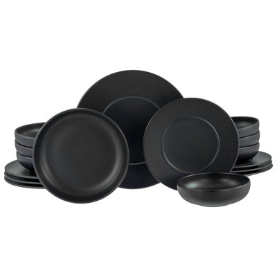 Unico Black Piece Stoneware Dinnerware Set - Service for 4