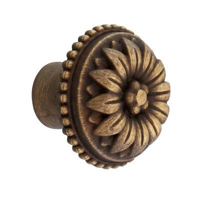 Solid Antique Brass "Dalia" Medium Cabinet Knob