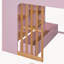 Lit mezzanine double en bois pleine grandeur, échelle et tablettes de rangement latérales multiples, chêne rose et naturel-1331053591-1331053608