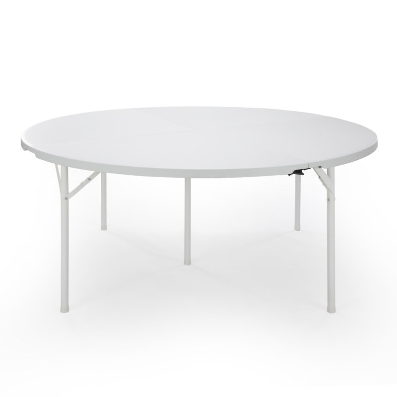 Table ronde pliante en plastique avec poignée de transport (table seulement)