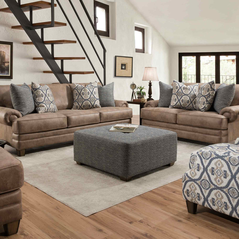 Hattaway Faux Leather Ottoman