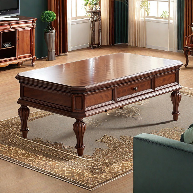 Classical all solid wood simple long coffee table