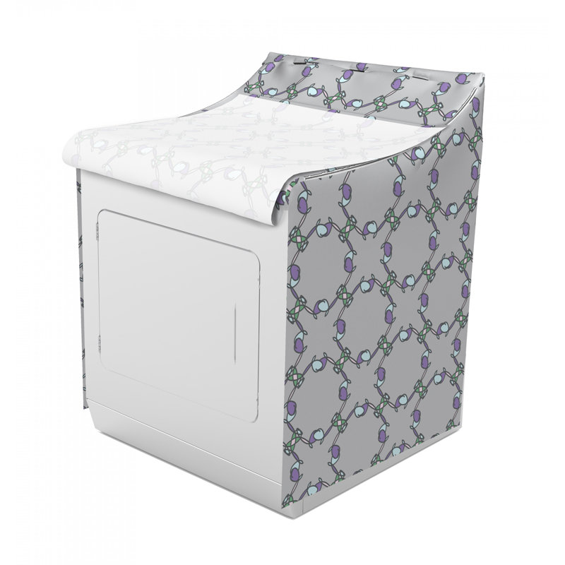 Housse pour machine à laver abstraite, gris, Floral 3