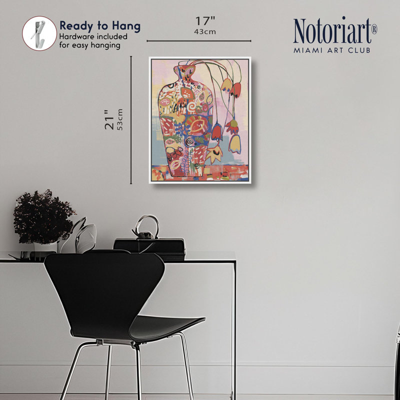 «Loner Flower Vase Living Room», reproduction d'art sur toile par Notoriart, H 16 po x l 20 po, Cadre doré