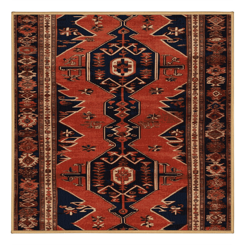 Tapis brun lavable à la machine, Carré 7 pi