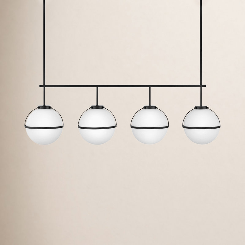 4 - Light Kitchen Island Linear Chandelier, Black