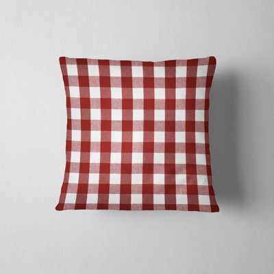 Housse de coussin rouge à carreaux
