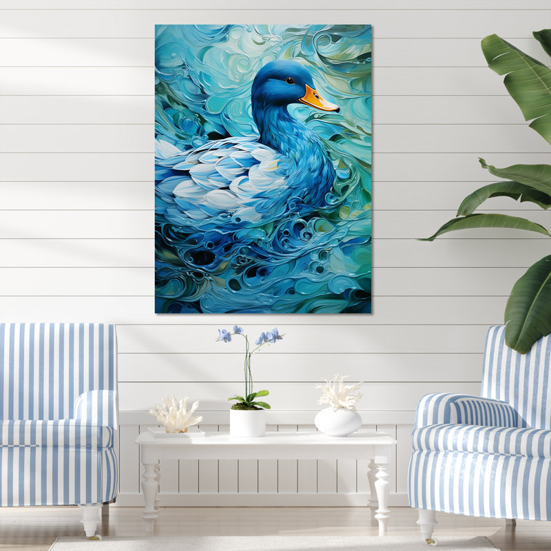 «Duck Abstract Ripples I», art mural canard, H 20 po x l 12 po x P 1 po, Toile tendue
