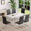 Ensemble de salle à manger pour 6 personnes, table de salle à manger rectangulaire moderne avec 6 chaises de salle à manger en similicuir de luxe-36876351-36876350