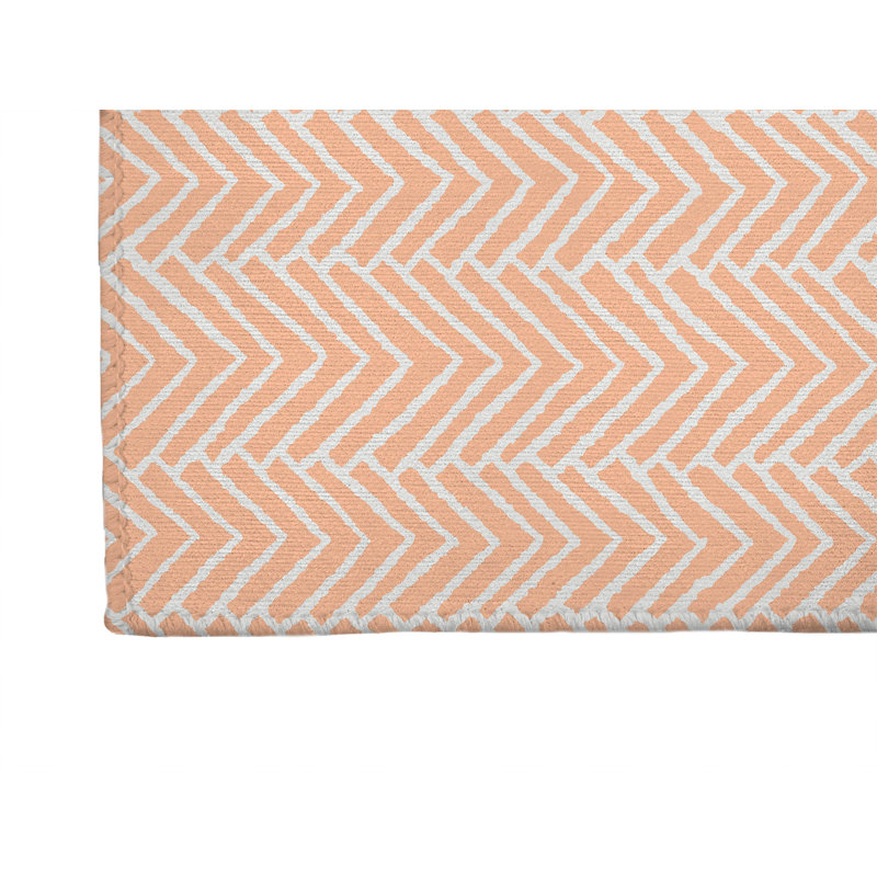 Chevron Block Non-Slip Outdoor Rug, Runner 2'6" x 8'
