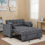 Tufted Convertible Sleeper Sofa With Chaise With Foldable Seat Back And Pull-out Chaise Lounge Extension