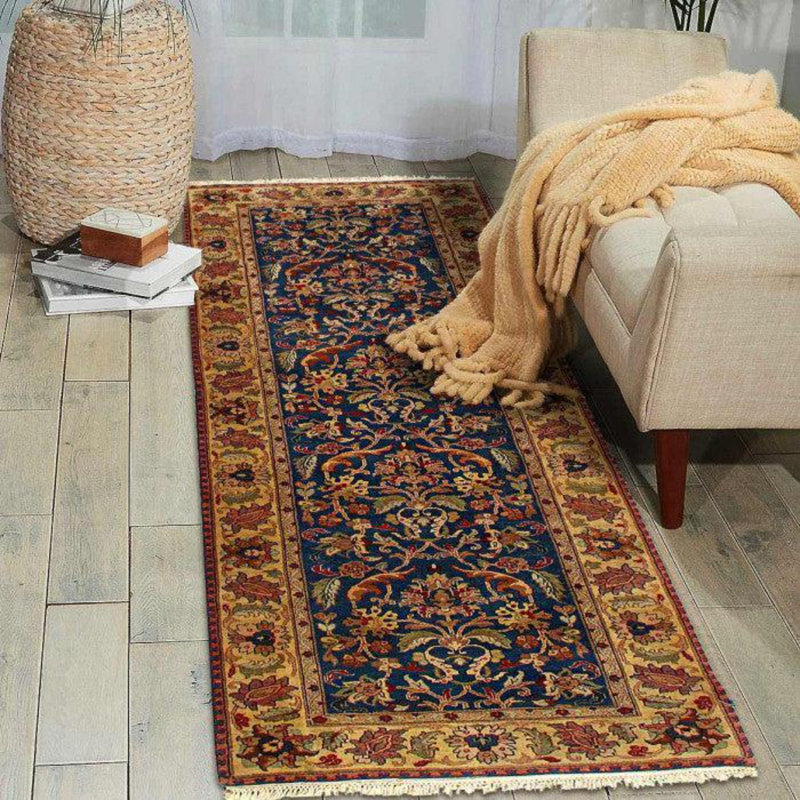 Asao Wool Oriental Area Rug in Blue
