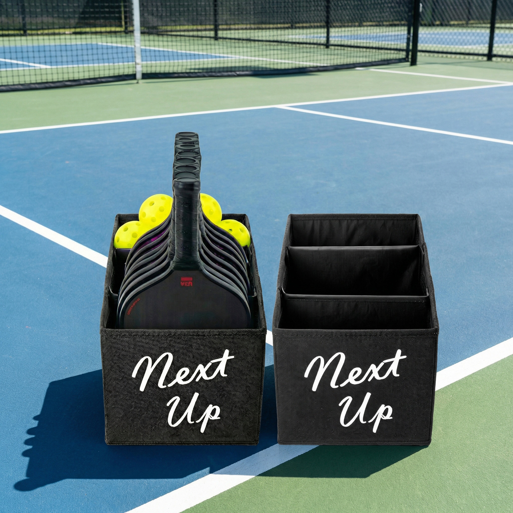 Pickleball Racket Storage Arlmont & Co. 2-Piece Foldable Pickleball Basket Sports Storage | Wayfair