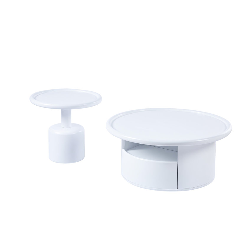 2 tables basses blanches, pour le salon et la chambre à coucher, robustes et attrayantes, au design moderne, faciles à nettoyer, avec une méthode d'assemblage rapide, facile à assembler