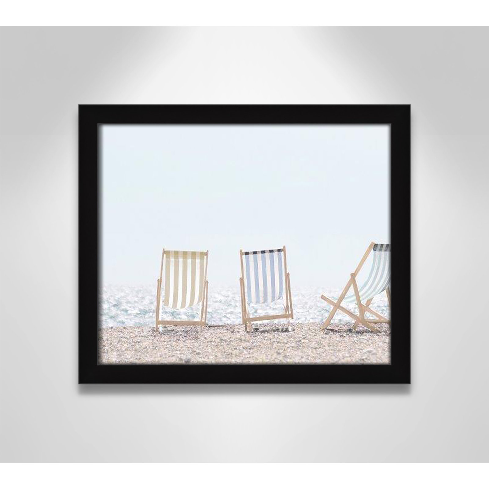 Adriatica "Beach Chairs" Print by Leah Straatsma, 13" H x 15" W x 1.25" D, Satin Black