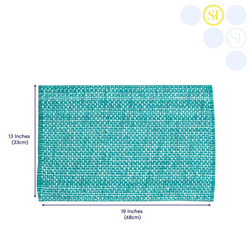 Ensemble de 4 napperons tissés deux tons 13 x 19 100% coton, Turquoise