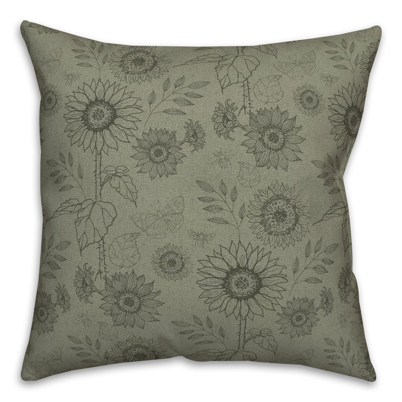 Floral Reversible Throw Pillow, Green