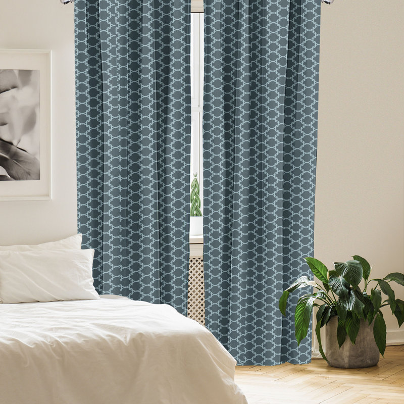 Rideaux 4 panneaux Latitude Run®, lignes antiques, bleu ardoise et bleu pâle, L 56 po x L 63 po