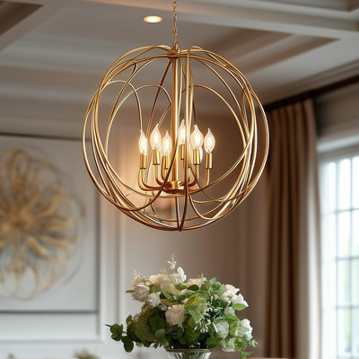 Lustre de globe 6 lumières de style bougie Claude