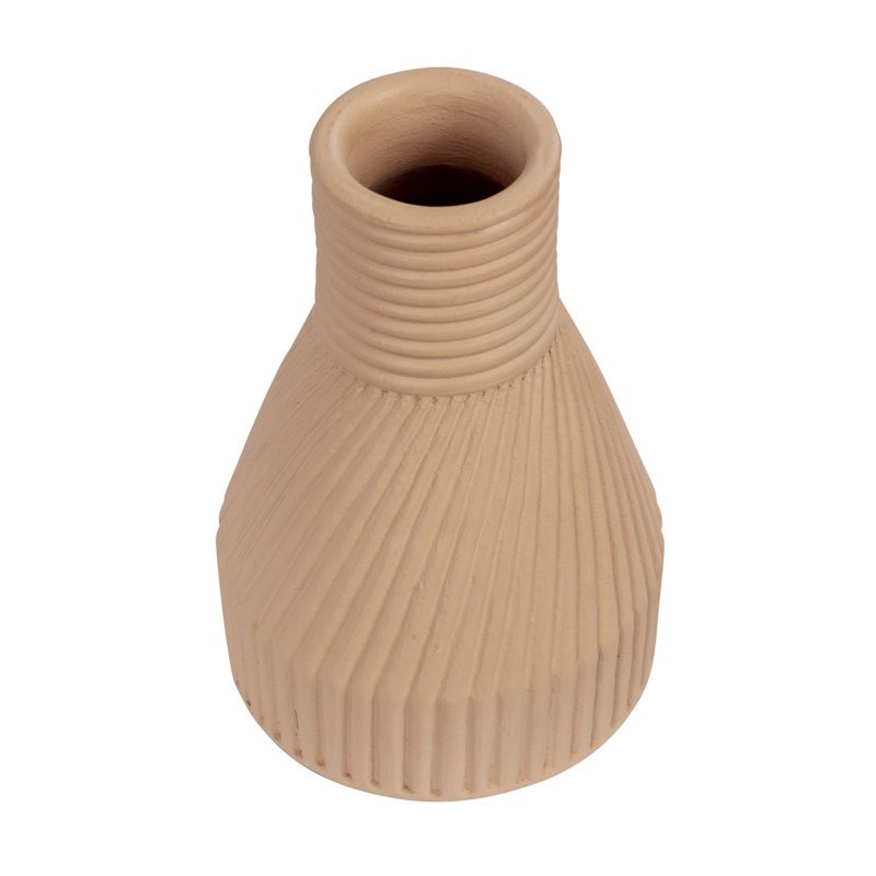 Beige Ceramic Geometric Table Vase