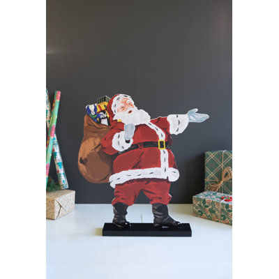 PAINTED WOODEN SANTA ON A BASE