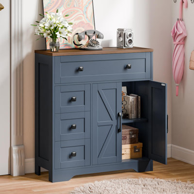 Farmhouse Storage Cabinet With 2 Doors And 4 Drawers