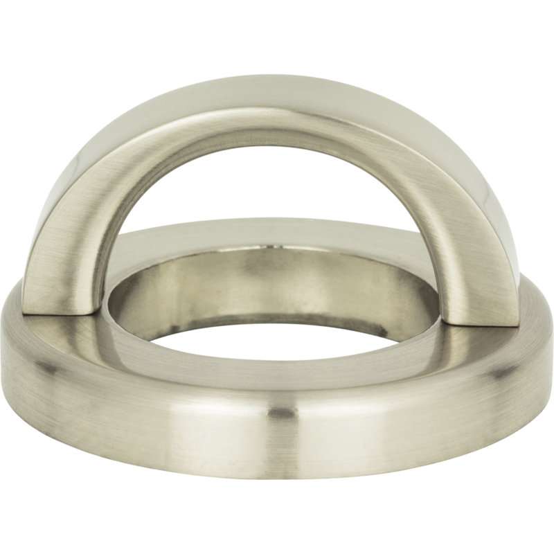 Brushed Nickel Round Finger Pull with Mounting Hardware