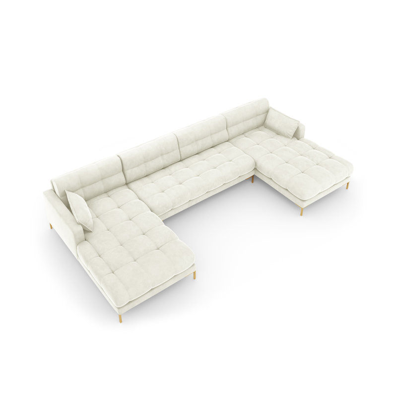 Adoraim 6 Seater Large Corner Sofa , Gold, Light Beige