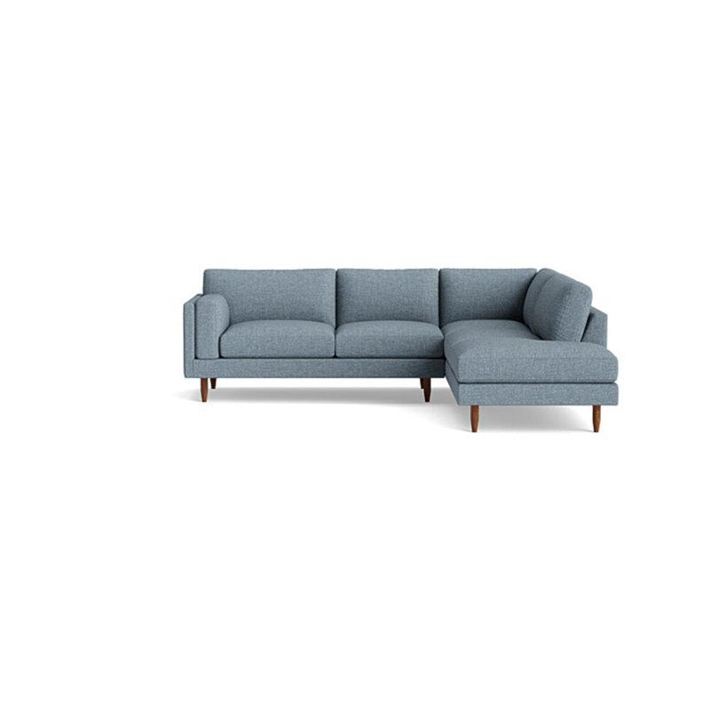 Skinny Fat Sectional, Performance Velvet - Nutmeg, Right Hand Facing