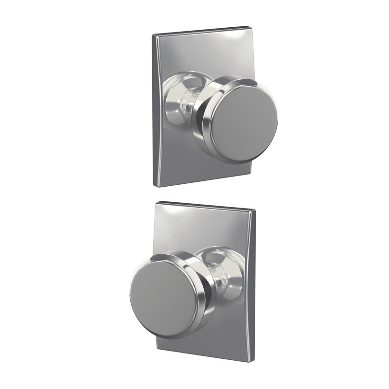 Bowery Non-Turning Knob with Century Trim, Bright Chrome, 3.86" H x 2.74" W x 2.21" D