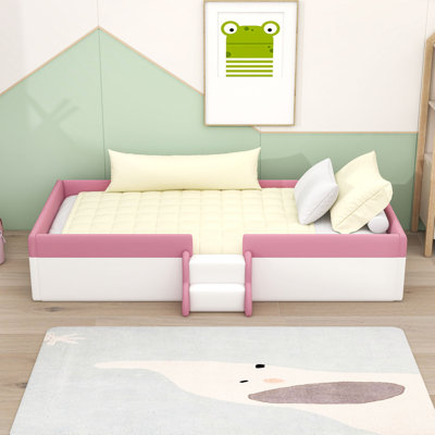 Upholstered Daybed with Staircase and Safety Fence