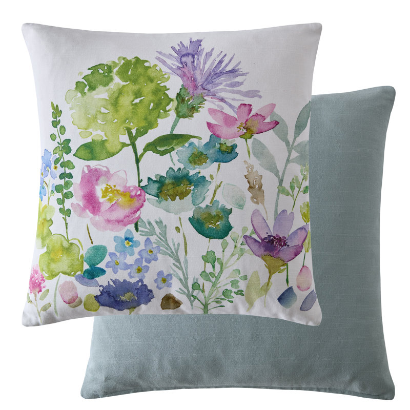 Floral White Square Cushion