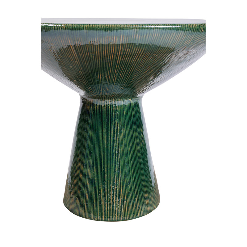 Sunburst Outdoor Round Side Table, Emerald Texture Gloss