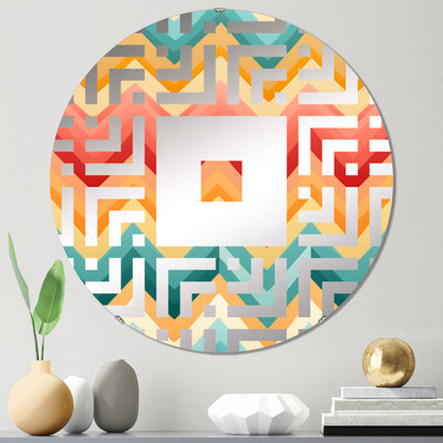 Watercolor Retor - Motif de chevrons colorés - Miroir mural carré