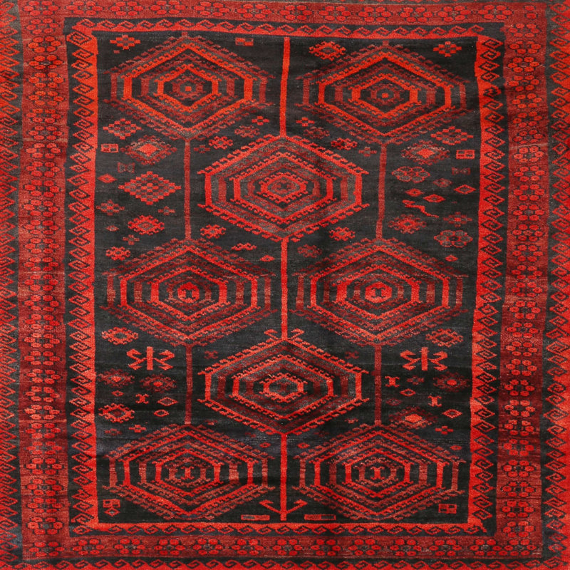 Tapis rouge à motif sud-ouest, Rond 5 pi