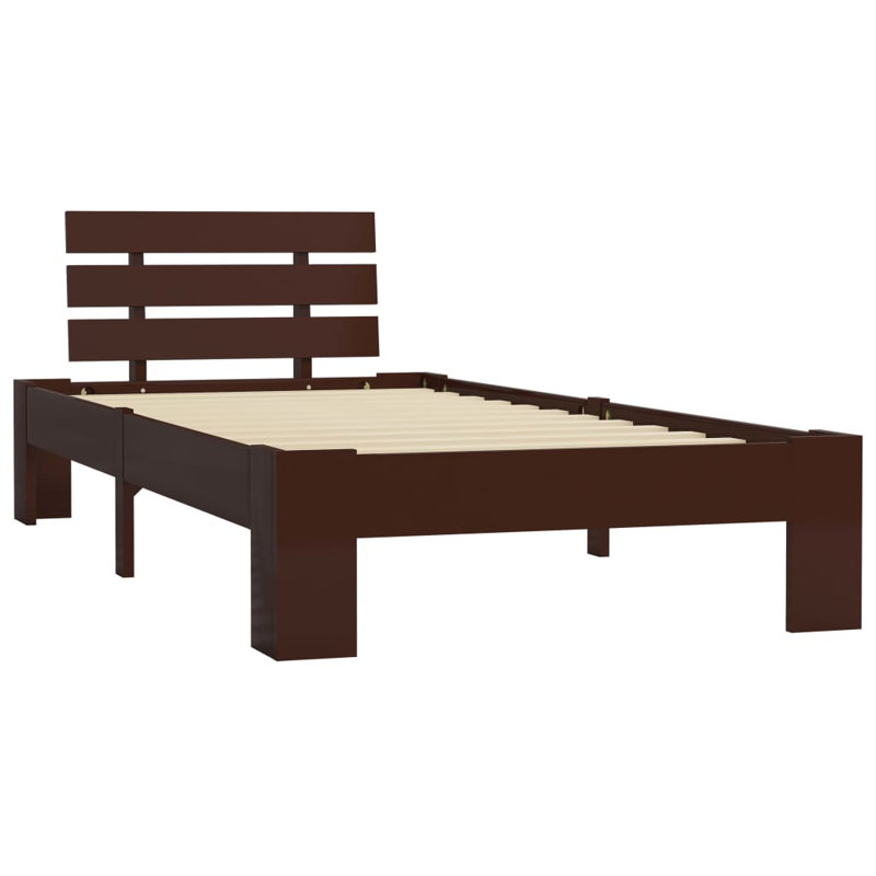 vidaXL Bed Frame Solid Pine Wood, Dark Brown, European Single (95 x 200 cm)