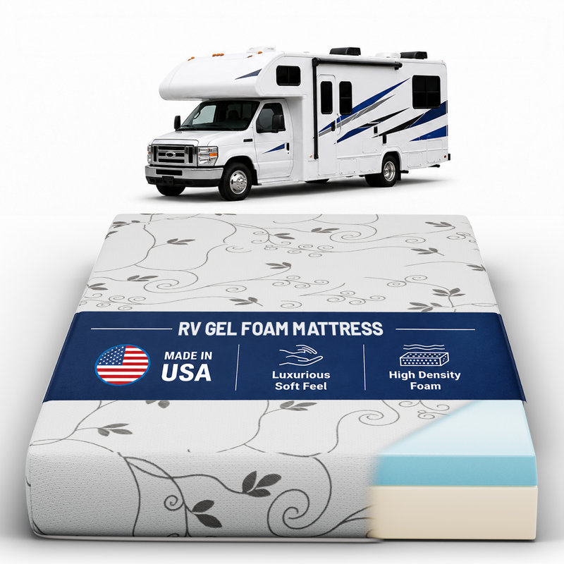 8-Inch High-Density Cooling Gel Memory Foam RV Mattress Replacement, Medium Firm, Camper Vans, Short Queen, 8", Short Queen