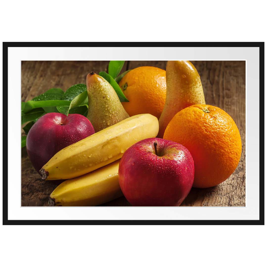 Gerahmtes Poster Obst Erdbeeren Kiwi Orangen