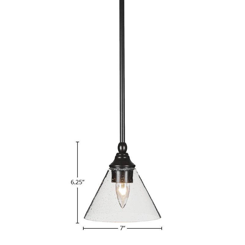 Mini-luminaire suspendu suspendu avec tige en verre transparent, Espresso, H 9 po x l 16 po x P 16 po