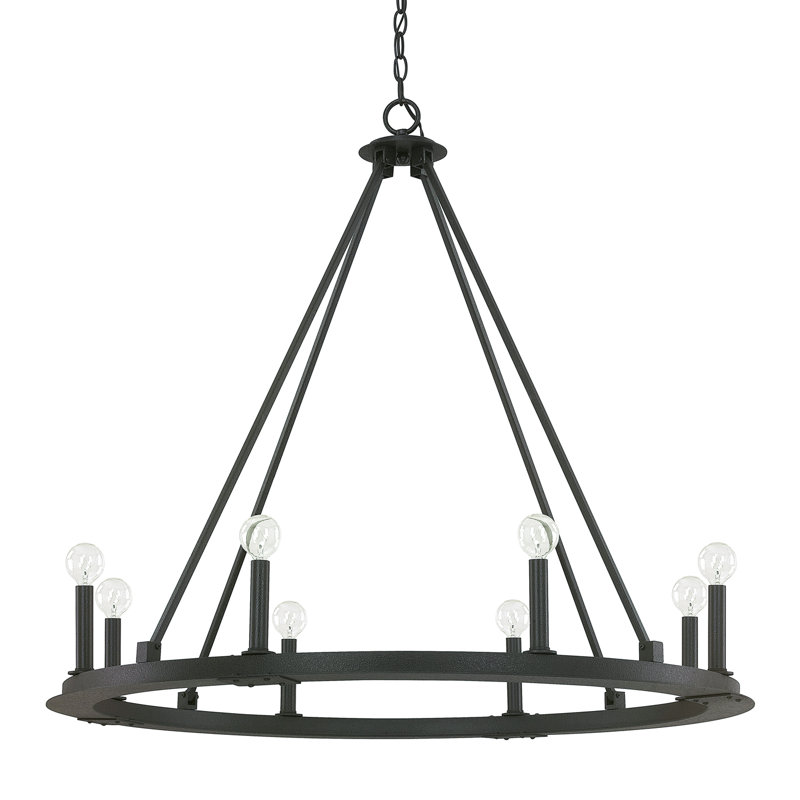 Pearson Dimmable Wagon Wheel Chandelier, 8