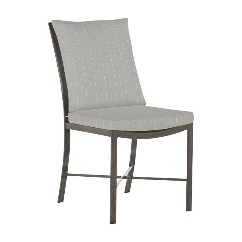 Monaco Patio Dining Side Chair with Cushions, Dove Sunbrella® Linen, No Welt, Slate Gray