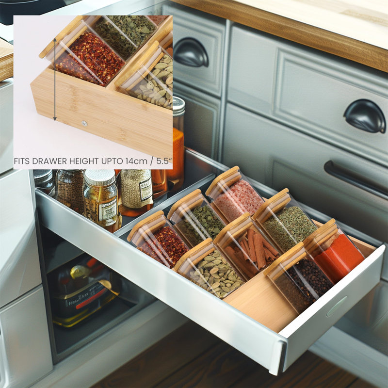 Bamboo Spice Jar & Rack Set