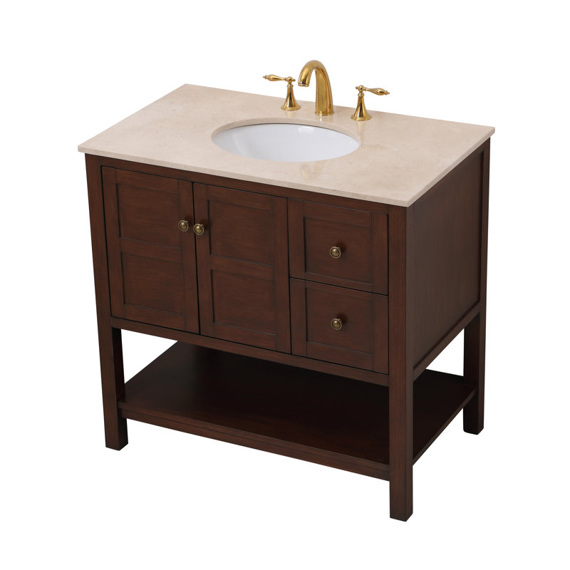 Ensemble de meuble-lavabo simple 36 po Amyra, Teck