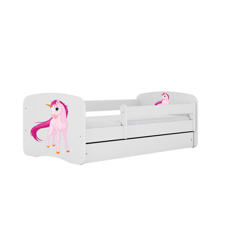 Cicero Drawer Convertible Bed and Mattress, White, Toddler (70 x 140 cm)