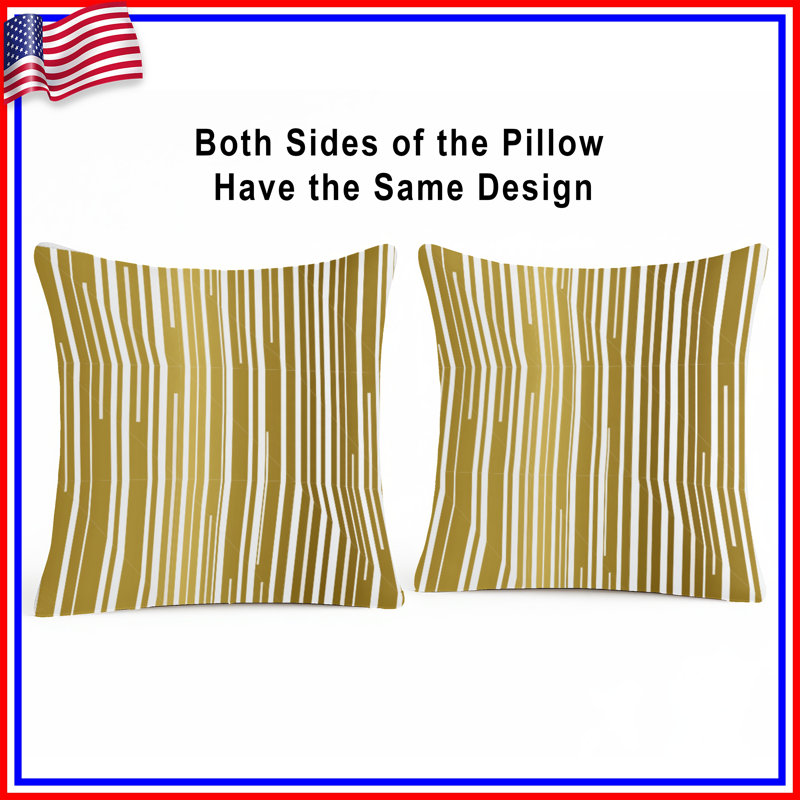 Coussin décoratif à rayures, coussins double face abstraits, Rayure dorée, Carré 20 po