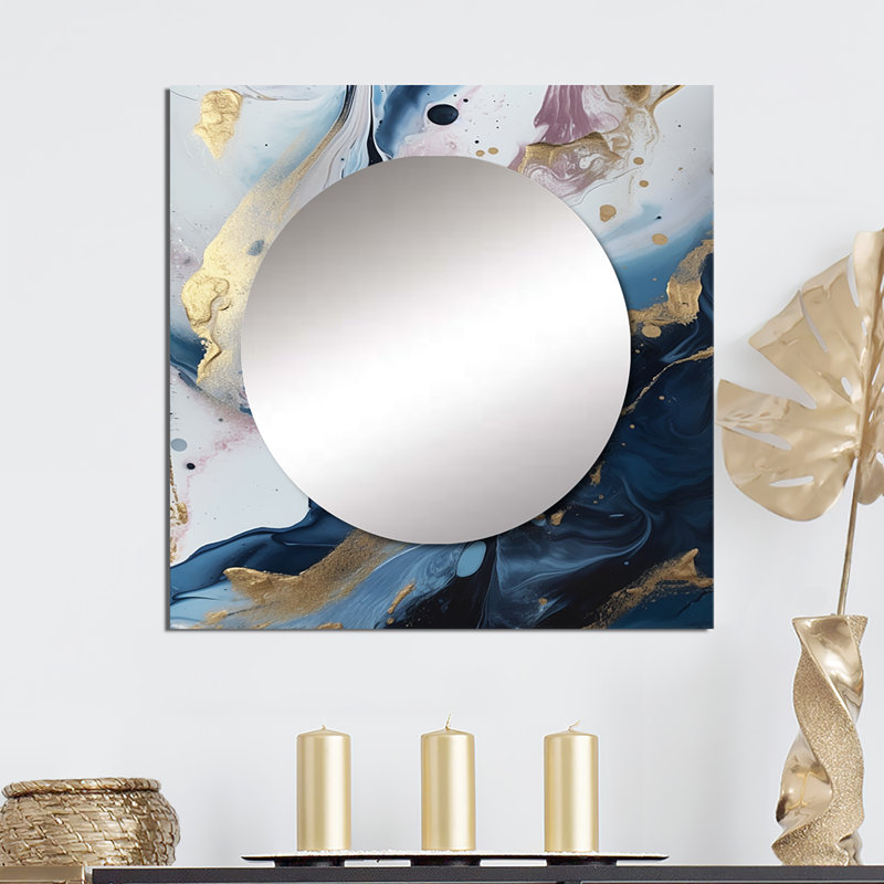 Gervis - Grand miroir mural carré en marbre abstrait pour chambre à coucher, 29 po x 29 po
