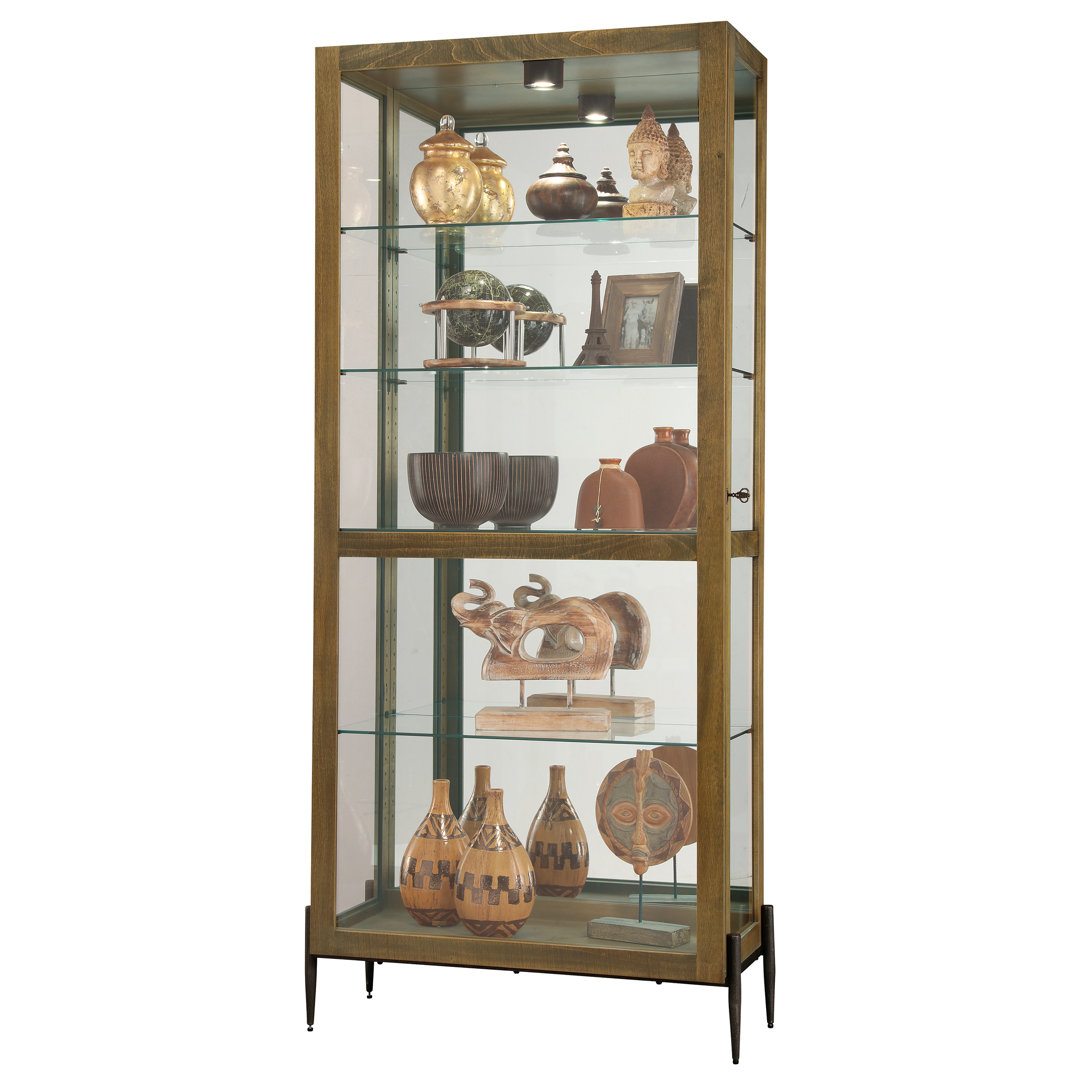 Ansel Curio Display Cabinet, Iron Leg Base, Two-Way Sliding Locking Door, LED Lighting Howard Miller®