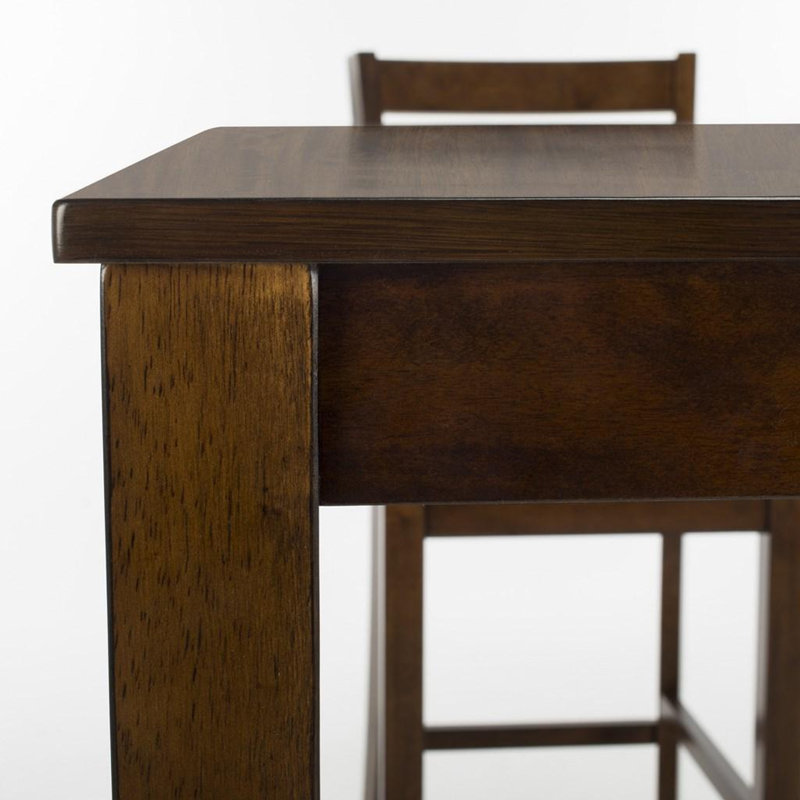 Donegal 5-Piece Counter Height Dining Set – Solid Mango Wood Table with 4 Slat Back Linen Chairs