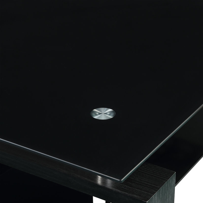 Swann Glass Top Coffee Table, Black, 17.7" H x 43.3" L x 23.6" W, Black